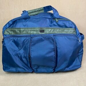 Lug Shuttle Bus Rolling Weekender Duffle Bag Luggage Navy Travel Carry On +FLAW
